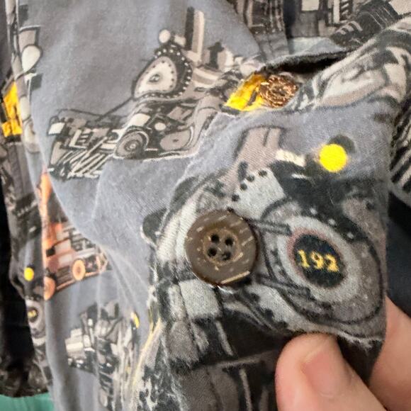 Men’s David Carey Train Print Button Down Shirt XL Steam Engine Locomotive Retro - Picture 4 of 7